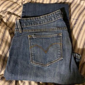 dark blue slight curve bootcut jeans